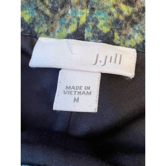 J. Jill Pencil Straight Skirt Size Medium Pullon Tribal Stretch Blue Green Work - Picture 6 of 8
